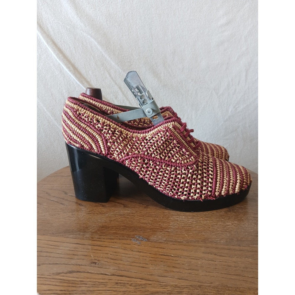 Robert clergerie woven raffia Oxford block heels luxery Paris size 11